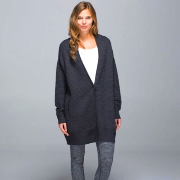 Lululemon Cardi All Day Cardigan Heathered Black Gray Sz XS/S - Picture 1 of 12